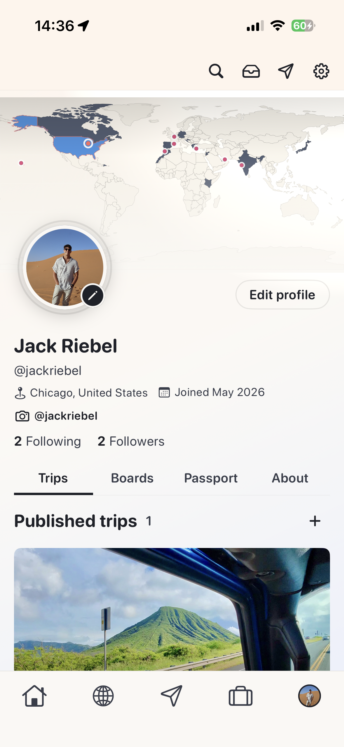 Profile screen